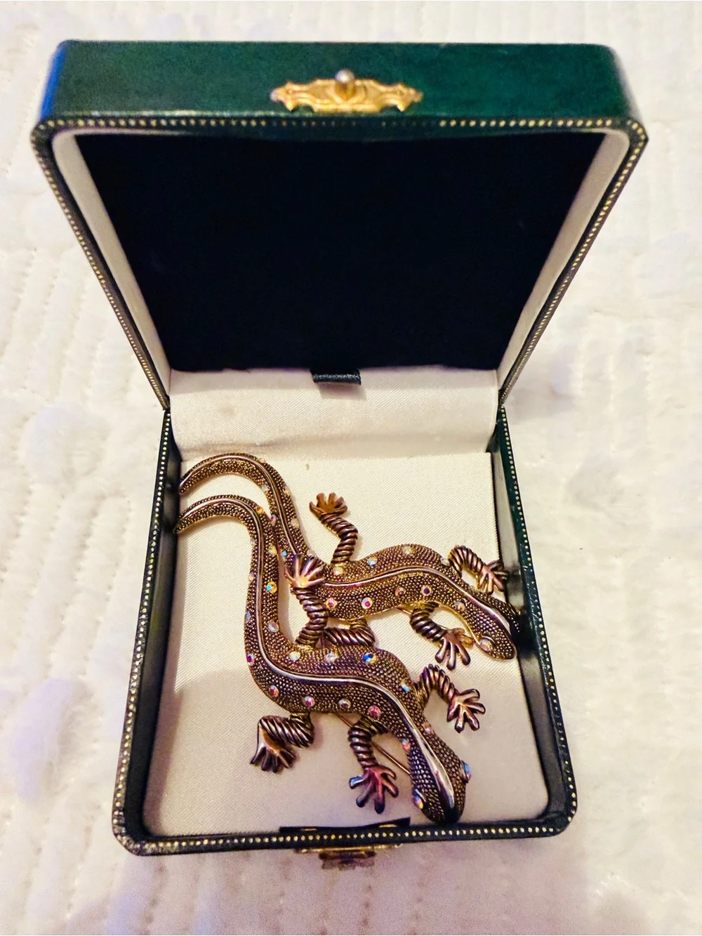 Universal Thread Bronze-Tone Lizard Wall Accent Pair with Sparkle Studs